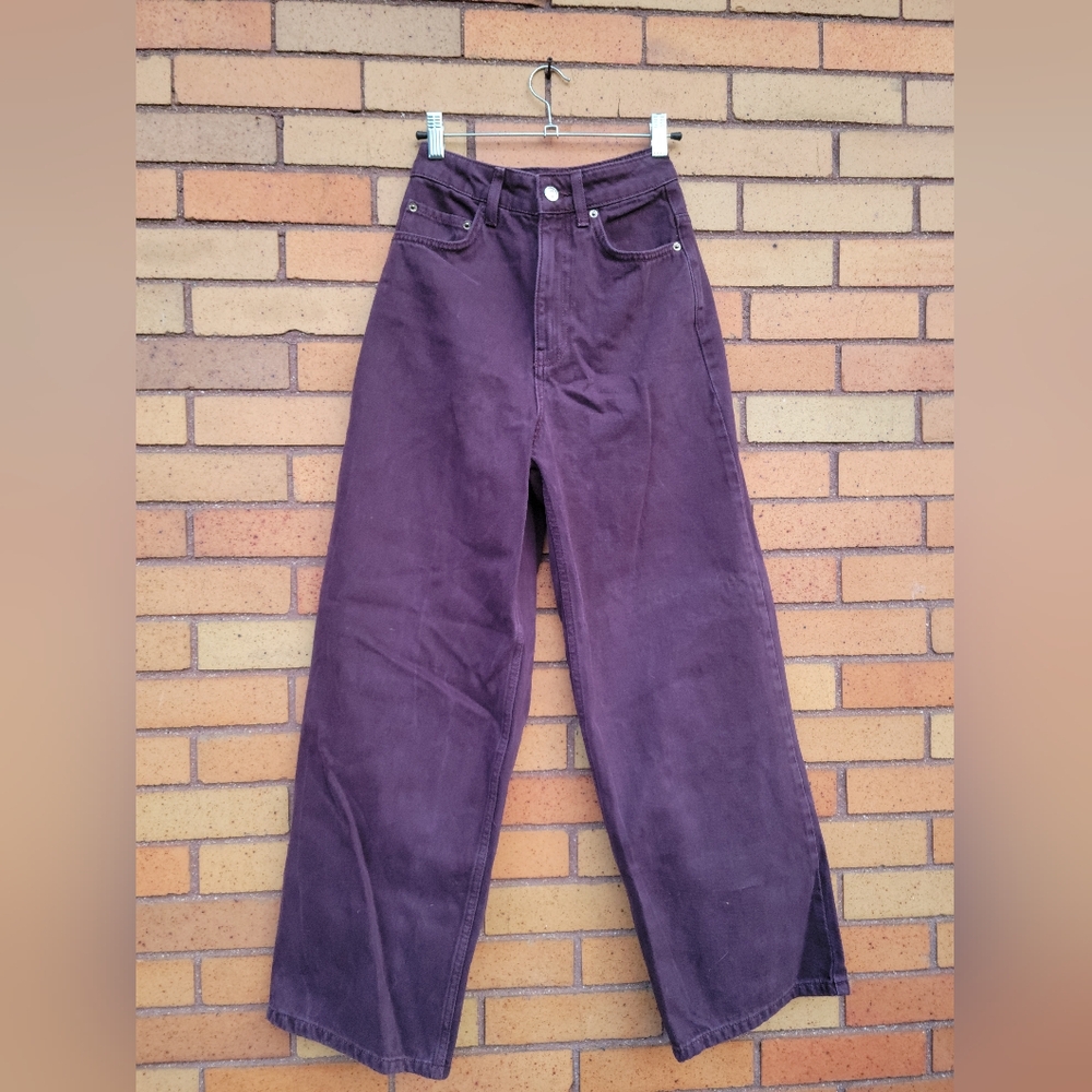 ASOS Design High Rise Relaxed Dad Jeans in Plum (Size 25)